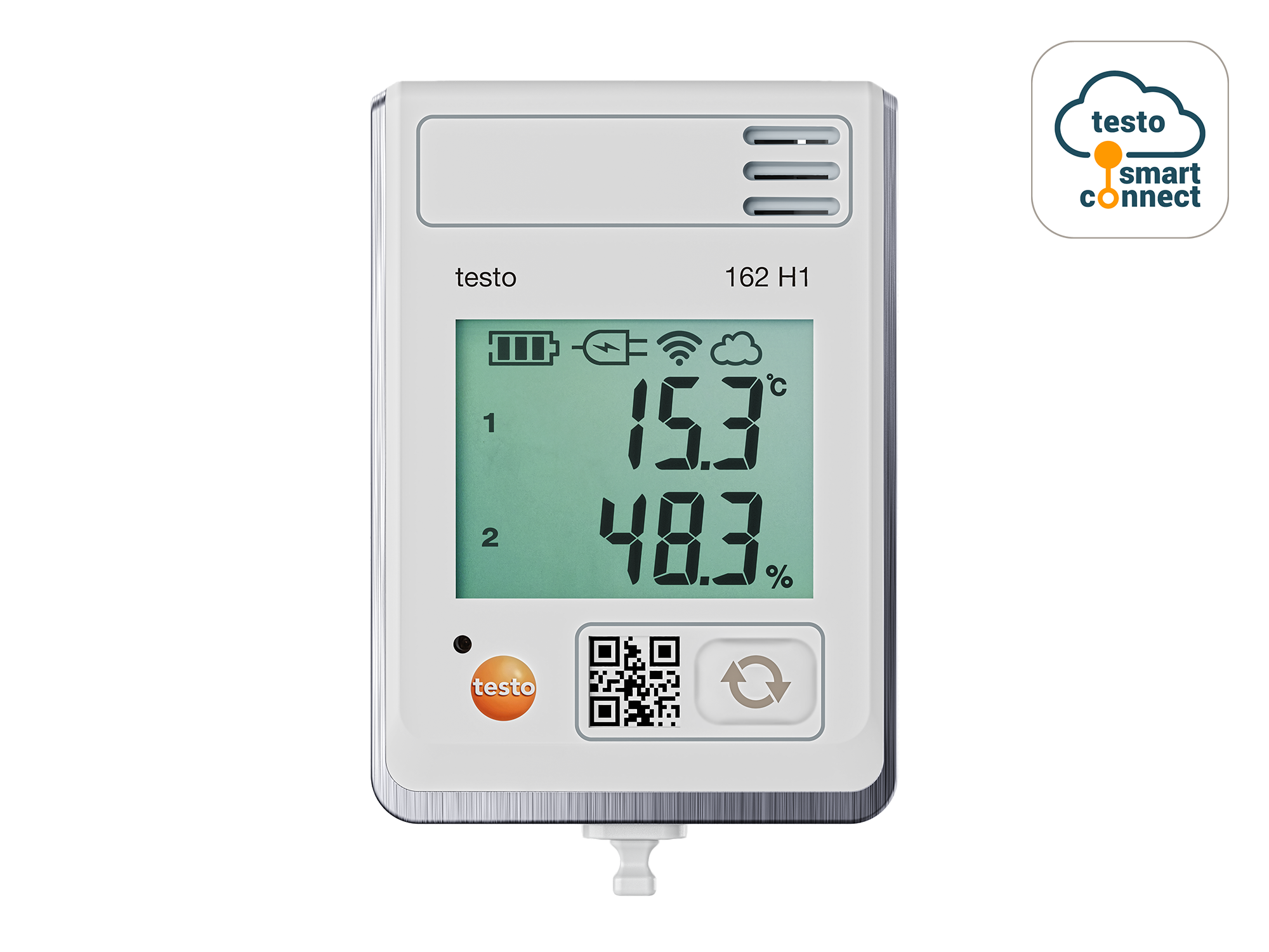 Online data logger with display and integrated temperature and humidity sensor